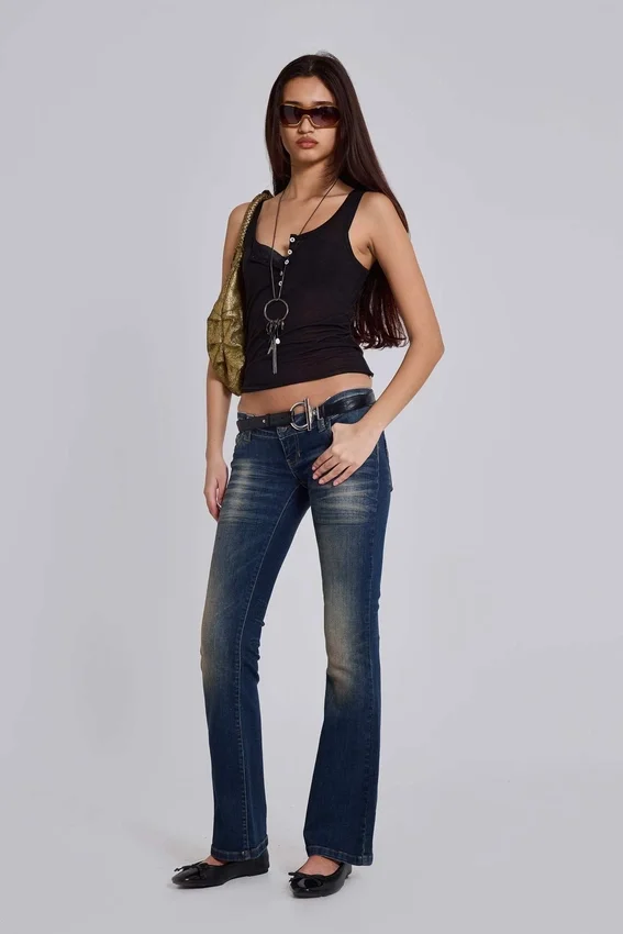 Kelsey Low Rise Skinny Bootcut Jeans w ciemnym odcieniu