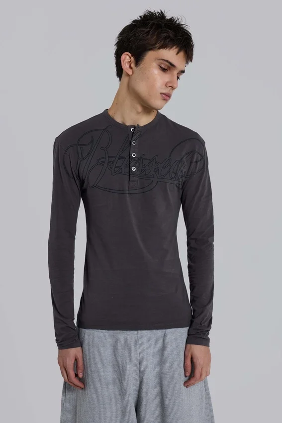 Koszulka typu Henley „Blessed”