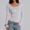 Koszulka typu Henley w paski „Stripe Mist”