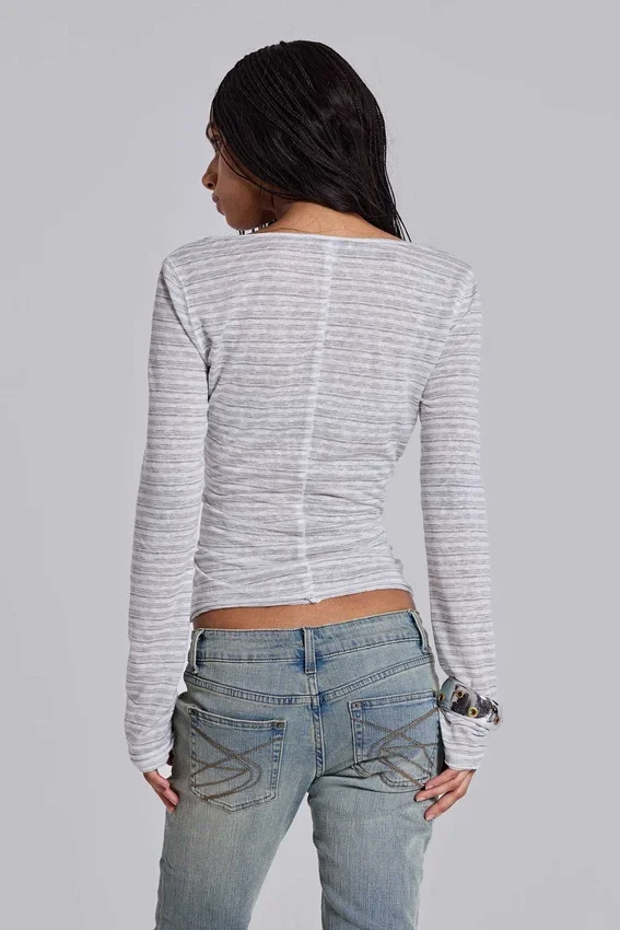 Koszulka typu Henley w paski „Stripe Mist”