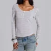 Koszulka typu Henley w paski „Stripe Mist”