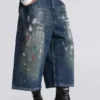 Krótkie jeansy typu „Carpenter” w stylu „Splatter” w rozmiarze XL