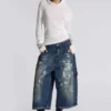 Krótkie jeansy typu „Carpenter” w stylu „Splatter” w rozmiarze XL