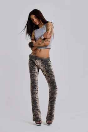 Leona Bootcut Cooper Jeansy z nadrukiem tygrysa