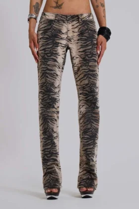Leona Bootcut Cooper Jeansy z nadrukiem tygrysa