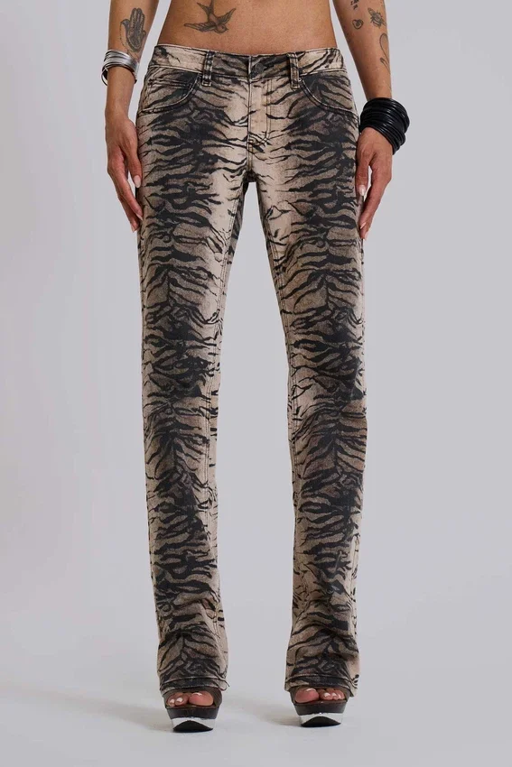 Leona Bootcut Cooper Jeansy z nadrukiem tygrysa