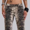 Leona Bootcut Cooper Jeansy z nadrukiem tygrysa