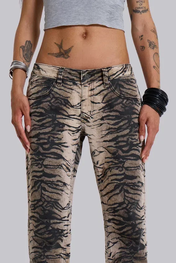 Leona Bootcut Cooper Jeansy z nadrukiem tygrysa