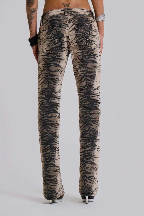 Leona Bootcut Cooper Jeansy z nadrukiem tygrysa