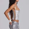 Metaliczny gorset typu bandage „Idol” w kolorze srebrnym