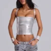 Metaliczny gorset typu bandage „Idol” w kolorze srebrnym