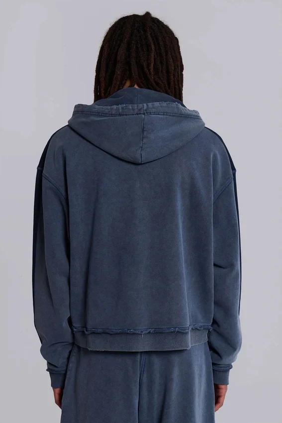 Niebieska sportowa bluza z kapturem „Monster Hoodie” o luźnym kroju