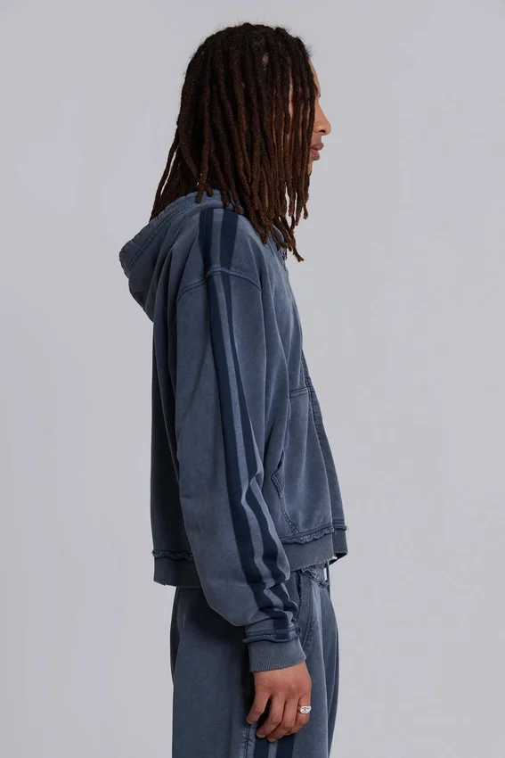 Niebieska sportowa bluza z kapturem „Monster Hoodie” o luźnym kroju