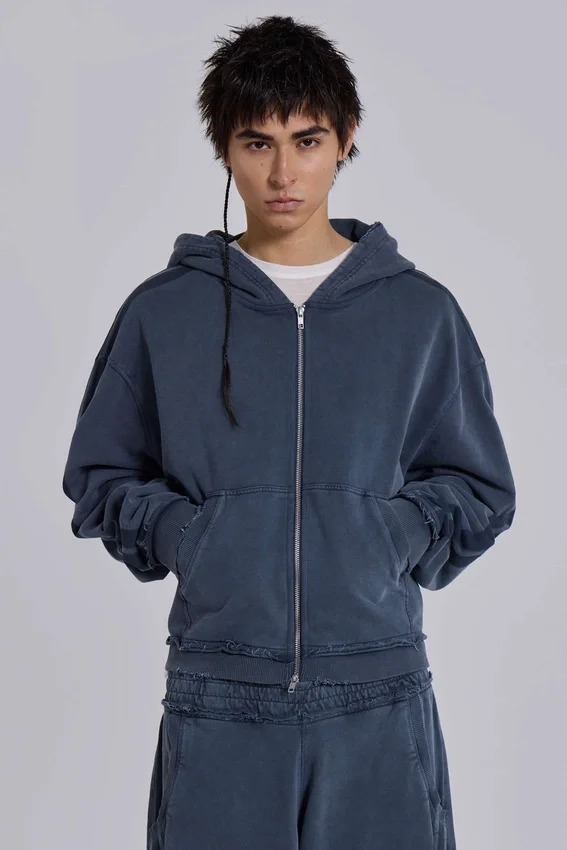 Niebieska sportowa bluza z kapturem „Monster Hoodie” o luźnym kroju