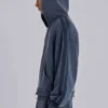 Niebieska sportowa bluza z kapturem „Monster Hoodie” o luźnym kroju