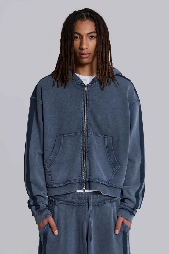 Niebieska sportowa bluza z kapturem „Monster Hoodie” o luźnym kroju