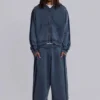 Niebieska sportowa bluza z kapturem „Monster Hoodie” o luźnym kroju