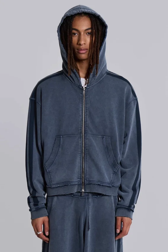Niebieska sportowa bluza z kapturem „Monster Hoodie” o luźnym kroju