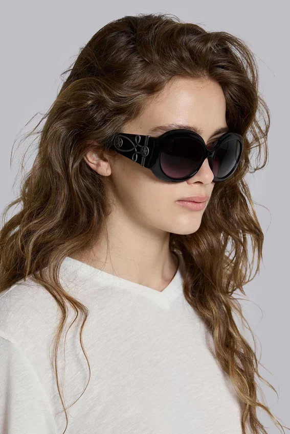 Okrągłe okulary przeciwsłoneczne Majorette Oversized w kolorze czarnym