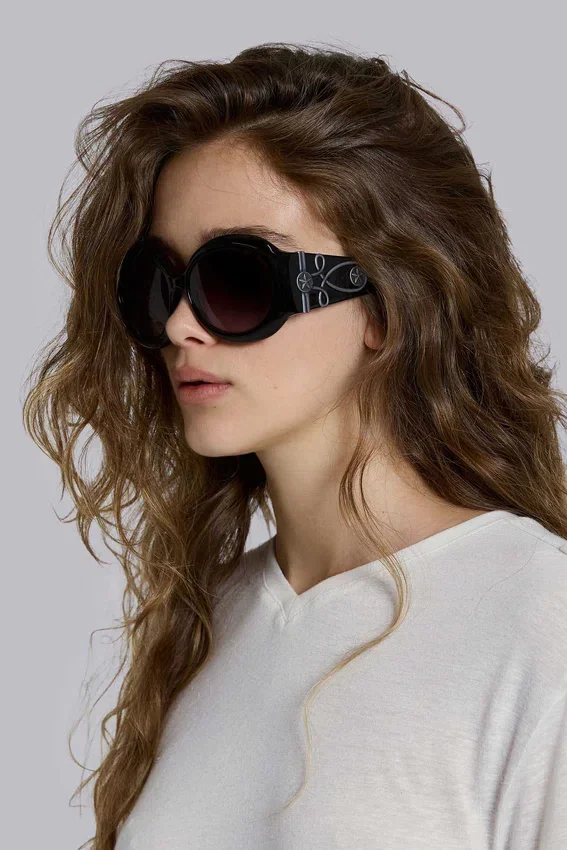 Okrągłe okulary przeciwsłoneczne Majorette Oversized w kolorze czarnym