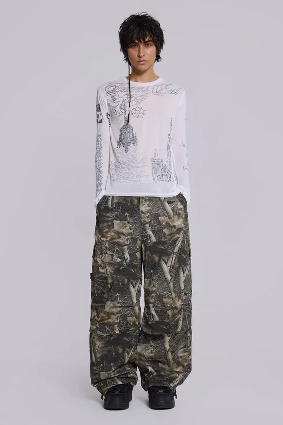 Parachute Pants w kamuflażu Woodland