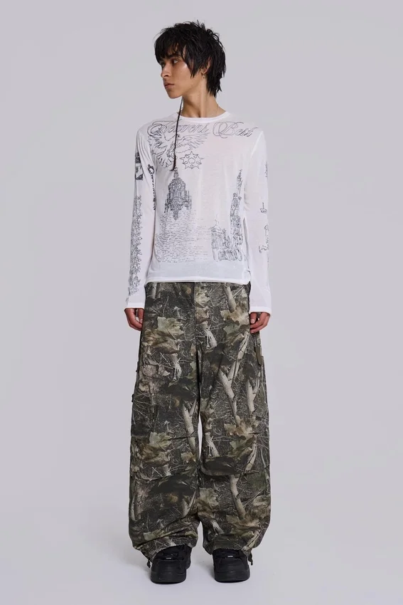 Parachute Pants w kamuflażu Woodland