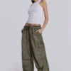 Parachute Pants w kolorze khaki z wykończeniem „oil wash”