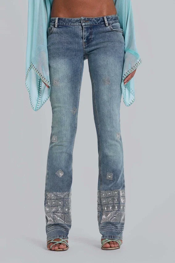 Ręcznie wyszywane jeansy Cooper o kroju bootcut