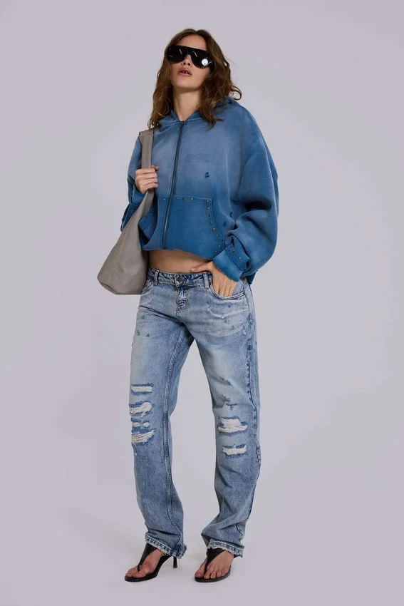 Rider Low Rise Straight Leg Jeans w jasnym odcieniu