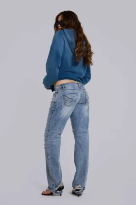 Rider Low Rise Straight Leg Jeans w jasnym odcieniu