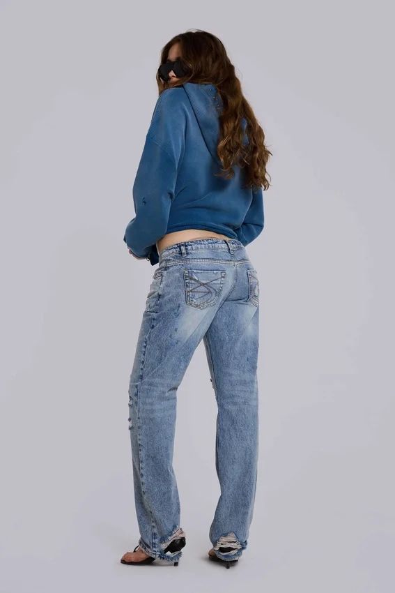 Rider Low Rise Straight Leg Jeans w jasnym odcieniu