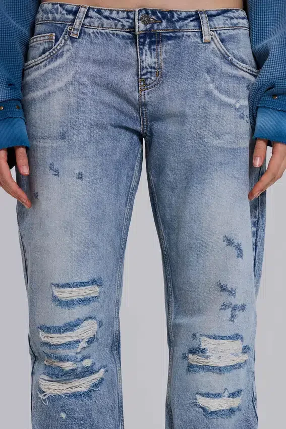 Rider Low Rise Straight Leg Jeans w jasnym odcieniu