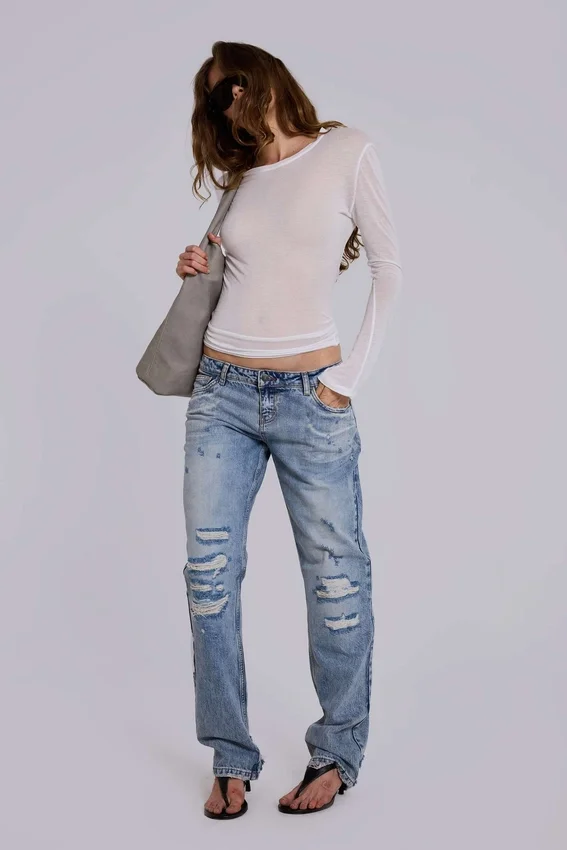 Rider Low Rise Straight Leg Jeans w jasnym odcieniu