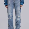 Rider Low Rise Straight Leg Jeans w jasnym odcieniu