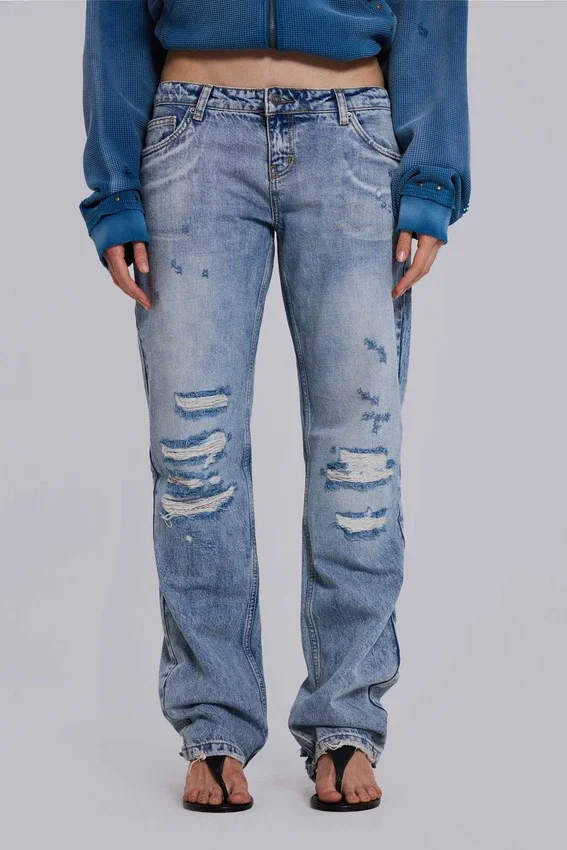 Rider Low Rise Straight Leg Jeans w jasnym odcieniu