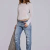 Rider Low Rise Straight Leg Jeans w jasnym odcieniu