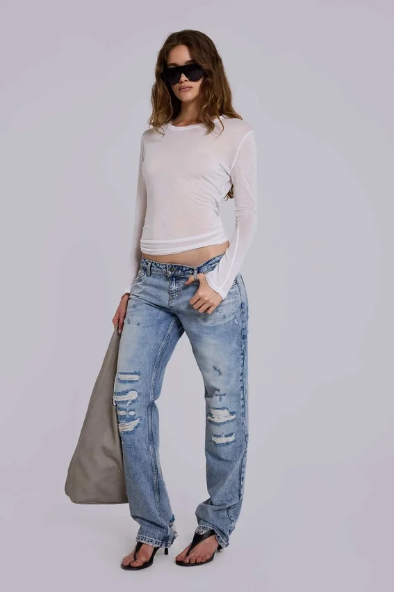Rider Low Rise Straight Leg Jeans w jasnym odcieniu