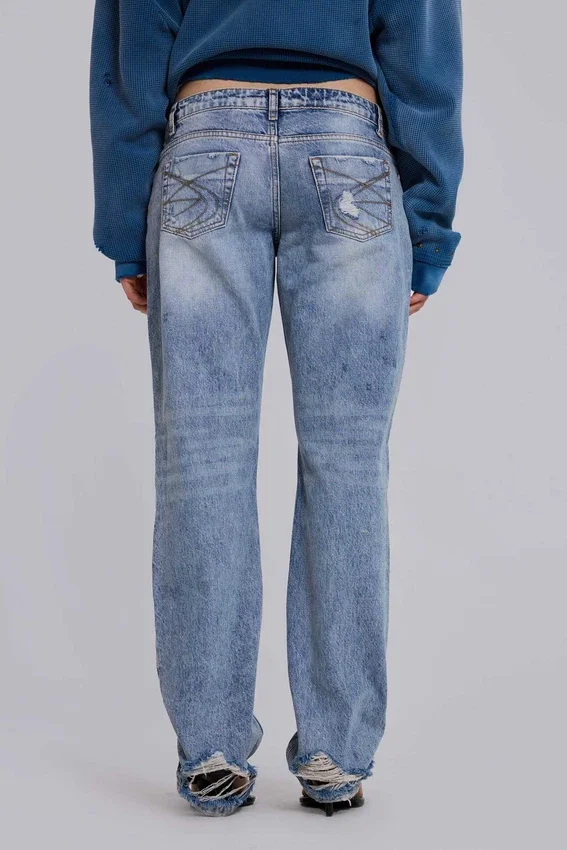 Rider Low Rise Straight Leg Jeans w jasnym odcieniu