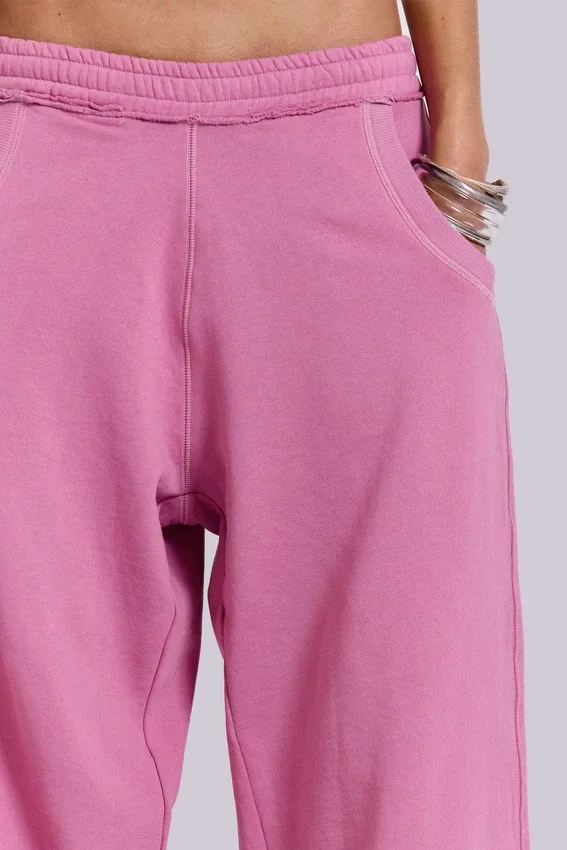 Różowe, luźne Monster Joggers z mankietami „Monster”