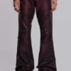 Spodnie bootcut „Drift” z imitacji skóry w kolorze bordowym z ćwiekami