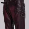 Spodnie bootcut „Drift” z imitacji skóry w kolorze bordowym z ćwiekami