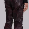 Spodnie bootcut „Drift” z imitacji skóry w kolorze bordowym z ćwiekami