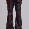 Spodnie bootcut „Drift” z imitacji skóry w kolorze bordowym z ćwiekami
