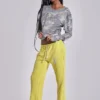 Spodnie dresowe Cleo o luźnym kroju typu bootcut w kolorze neonowym