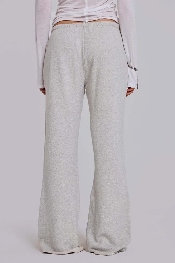 Spodnie dresowe Cleo o luźnym kroju typu bootcut w kolorze szarym melanżowym