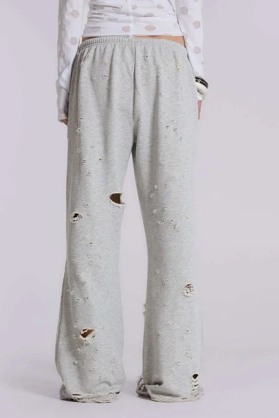 Spodnie dresowe Cleo z efektem postarzenia i luźnym krojem typu bootcut