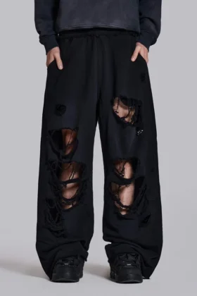 Spodnie dresowe Monster Joggers w stylu baggy z efektem postarzenia w kolorze czarnym