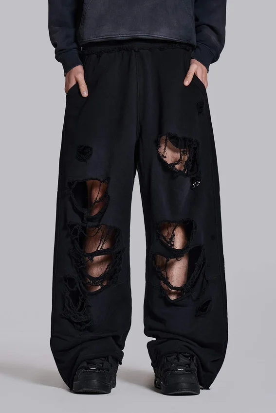Spodnie dresowe Monster Joggers w stylu baggy z efektem postarzenia w kolorze czarnym