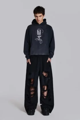 Spodnie dresowe Monster Joggers w stylu baggy z efektem postarzenia w kolorze czarnym
