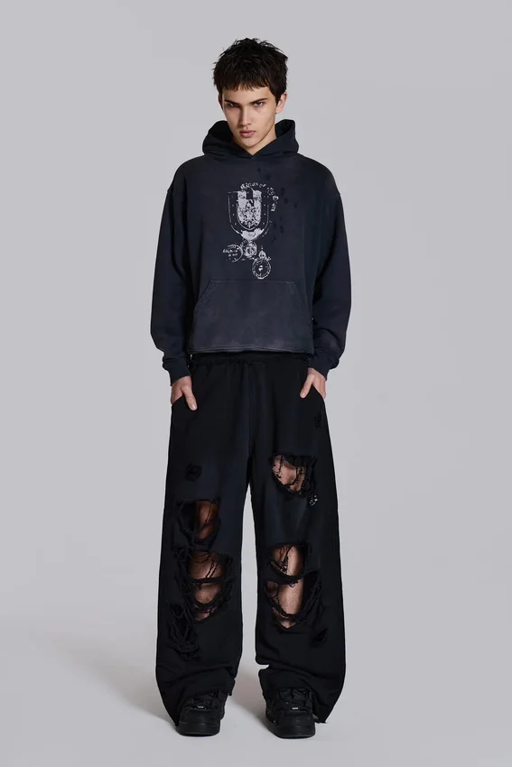 Spodnie dresowe Monster Joggers w stylu baggy z efektem postarzenia w kolorze czarnym